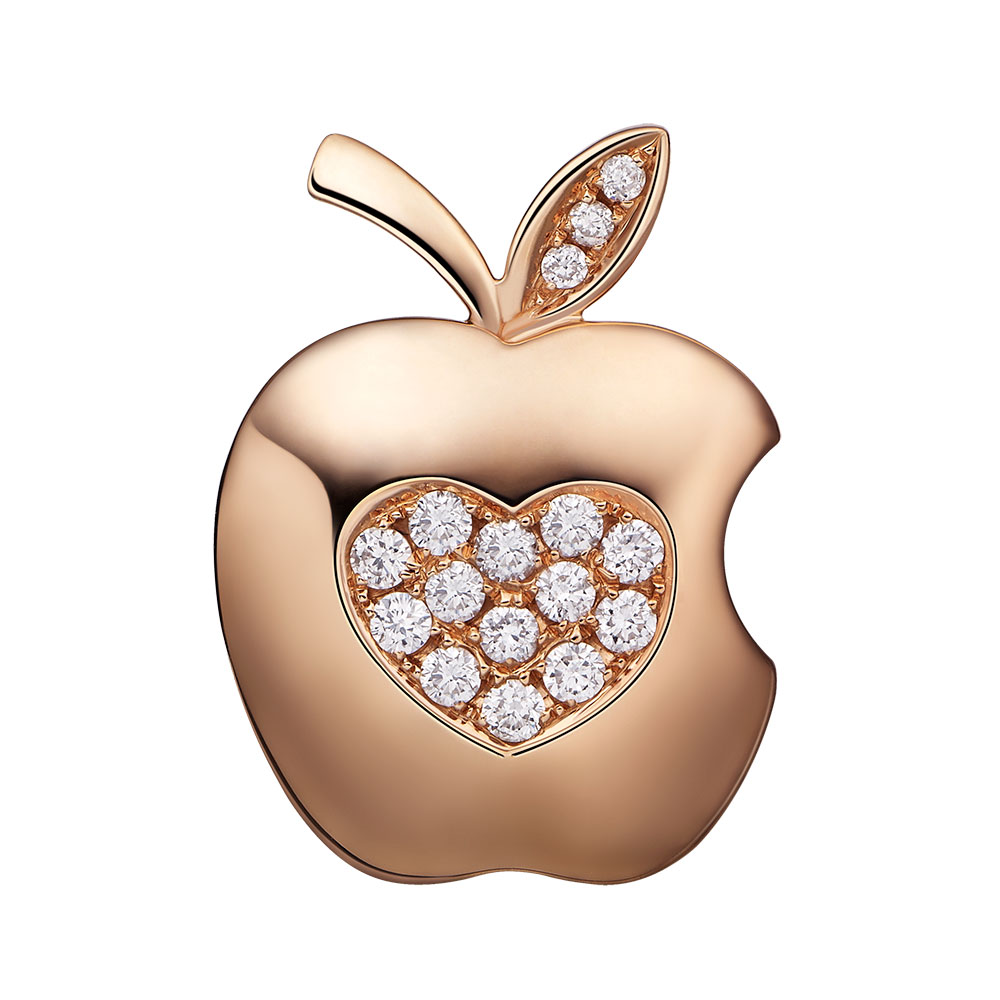 苹果钻石吊坠系列——【心爱】18K金钻石吊坠