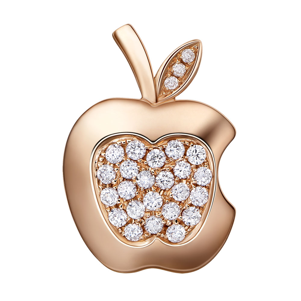 苹果钻石吊坠系列——【欣赏】18K金钻石吊坠